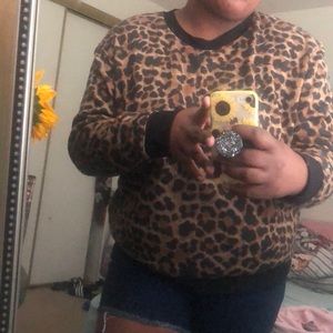 Cheetah print crew neck
